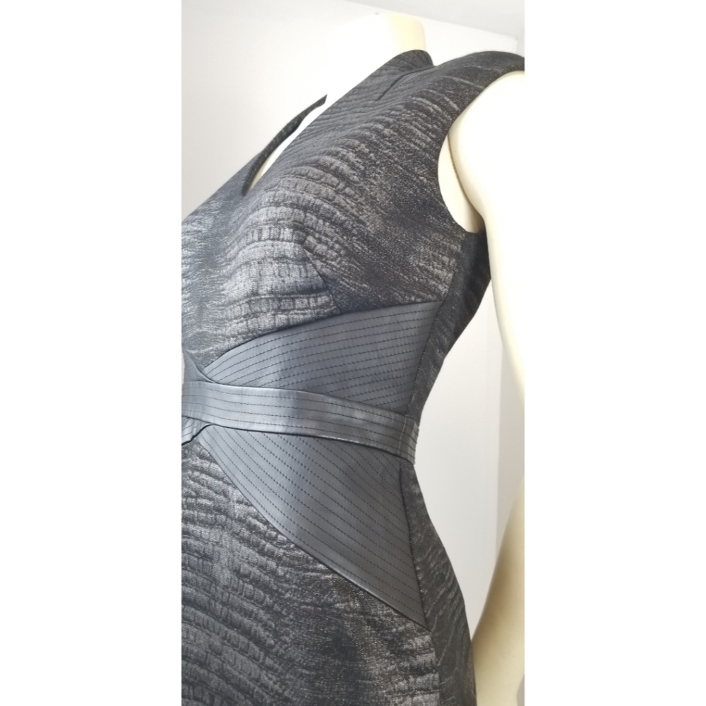 Ellen Tracy Black/Gray Vneck Cap Sleeves Dress, 6 - Picture 2 of 16